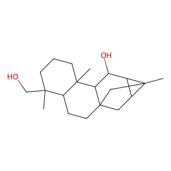 2D Structure of (1S,4S,5R,9R,10R,11S,12R,13S,14S)-5-(hydroxymethyl)-5,9,13-trimethylpentacyclo[11.2.1.01,10.04,9.012,14]hexadecan-11-ol