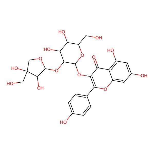 2D Structure of 3-[(2-O-D-Apio-beta-D-furanosyl-beta-D-glucopyranosyl)oxy]-5,7-dihydroxy-2-(4-hydroxyphenyl)-4H-1-benzopyran-4-one