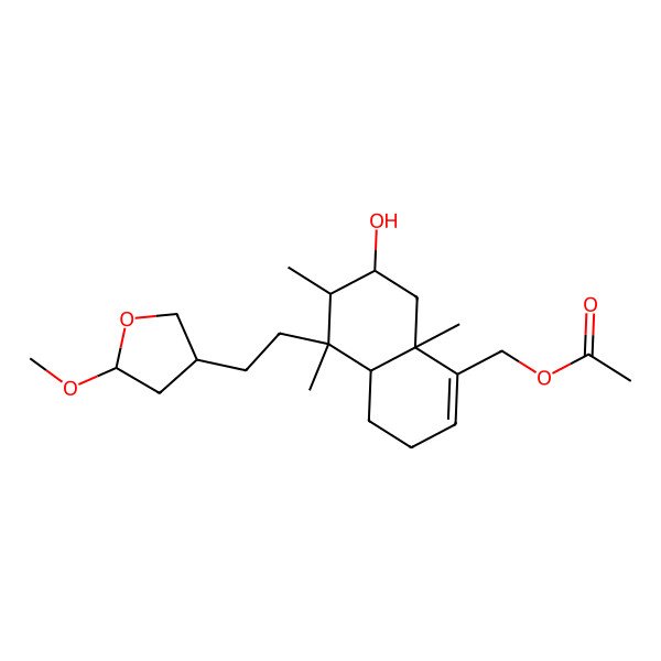 2D Structure of [(4aR,5R,6S,7R,8aR)-7-hydroxy-5-[2-[(3S,5R)-5-methoxyoxolan-3-yl]ethyl]-5,6,8a-trimethyl-3,4,4a,6,7,8-hexahydronaphthalen-1-yl]methyl acetate