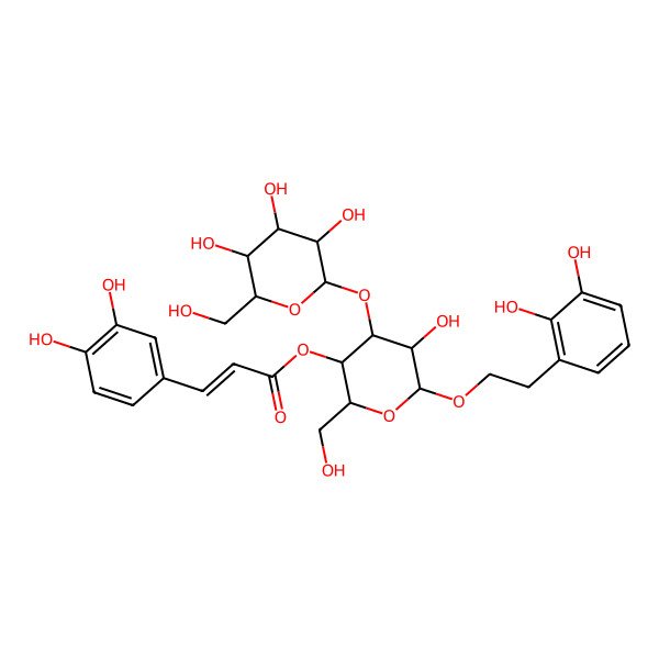 2D Structure of [(2R,3R,4S,5R,6R)-6-[2-(2,3-dihydroxyphenyl)ethoxy]-5-hydroxy-2-(hydroxymethyl)-4-[(2S,3R,4R,5R,6R)-3,4,5-trihydroxy-6-(hydroxymethyl)oxan-2-yl]oxyoxan-3-yl] (E)-3-(3,4-dihydroxyphenyl)prop-2-enoate