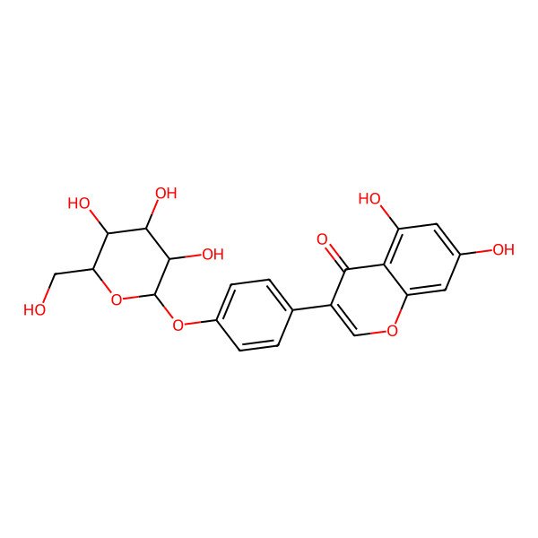 2D Structure of 5,7-dihydroxy-3-[4-[3,4,5-trihydroxy-6-(hydroxymethyl)tetrahydropyran-2-yl]oxyphenyl]chromen-4-one;Sophoricoside