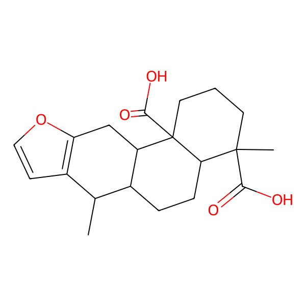 2D Structure of (4S,4aS,6aS,7R,11aS,11bS)-4,7-dimethyl-1,2,3,4a,5,6,6a,7,11,11a-decahydronaphtho[2,1-f][1]benzofuran-4,11b-dicarboxylic acid