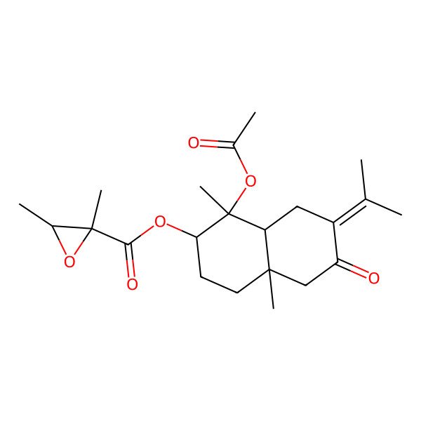 2D Structure of [(1S,2R,4aR,8aR)-1-acetyloxy-1,4a-dimethyl-6-oxo-7-propan-2-ylidene-2,3,4,5,8,8a-hexahydronaphthalen-2-yl] (2S,3R)-2,3-dimethyloxirane-2-carboxylate