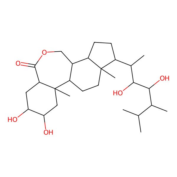 2D Structure of (2R,4R,5S,7S,12S,16S)-15-[(2S,3R,4R,5R)-3,4-dihydroxy-5,6-dimethylheptan-2-yl]-4,5-dihydroxy-2,16-dimethyl-9-oxatetracyclo[9.7.0.02,7.012,16]octadecan-8-one