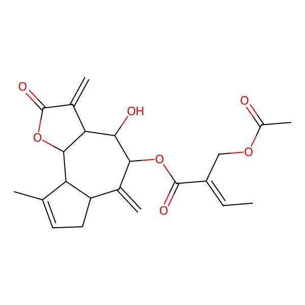 2D Structure of [(3aS,4S,5R,6aR,9aR,9bR)-4-hydroxy-9-methyl-3,6-dimethylidene-2-oxo-4,5,6a,7,9a,9b-hexahydro-3aH-azuleno[4,5-b]furan-5-yl] (E)-2-(acetyloxymethyl)but-2-enoate