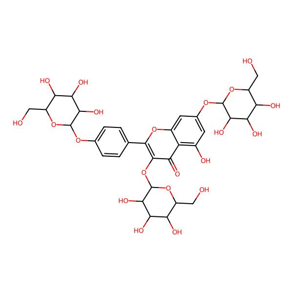 2D Structure of 5-Hydroxy-3,7-bis[[3,4,5-trihydroxy-6-(hydroxymethyl)oxan-2-yl]oxy]-2-[4-[3,4,5-trihydroxy-6-(hydroxymethyl)oxan-2-yl]oxyphenyl]chromen-4-one