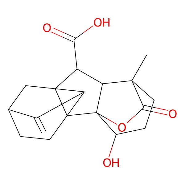 2D Structure of (1S,2S,5R,7R,8S,9S,10R,11R,14R)-14-hydroxy-11-methyl-6-methylidene-16-oxo-15-oxahexacyclo[9.3.2.15,8.01,10.02,7.02,8]heptadecane-9-carboxylic acid