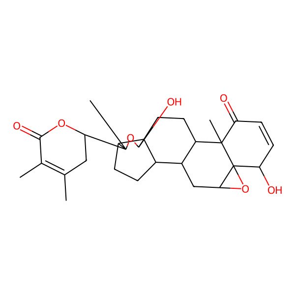 2D Structure of 6-(4,5-Dimethyl-6-oxo-2,3-dihydropyran-2-yl)-8,17-dihydroxy-6,13-dimethyl-7,19-dioxahexacyclo[10.9.0.02,9.05,9.013,18.018,20]henicos-15-en-14-one
