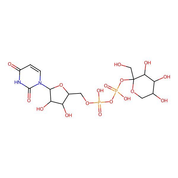 2D Structure of [[5-(2,4-Dioxopyrimidin-1-yl)-3,4-dihydroxyoxolan-2-yl]methoxy-hydroxyphosphoryl] [3,4,5-trihydroxy-2-(hydroxymethyl)oxan-2-yl] hydrogen phosphate