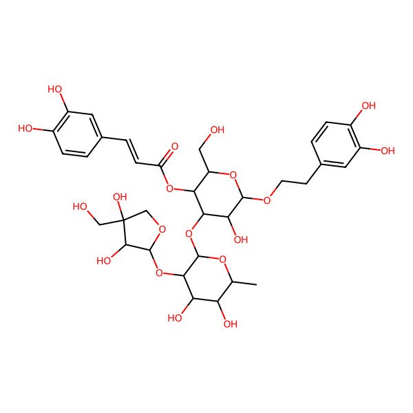 2D Structure of [(2R,3R,4R,5R,6R)-4-[(2S,3R,4R,5R,6S)-3-[(2S,3R,4R)-3,4-dihydroxy-4-(hydroxymethyl)oxolan-2-yl]oxy-4,5-dihydroxy-6-methyloxan-2-yl]oxy-6-[2-(3,4-dihydroxyphenyl)ethoxy]-5-hydroxy-2-(hydroxymethyl)oxan-3-yl] (E)-3-(3,4-dihydroxyphenyl)prop-2-enoate