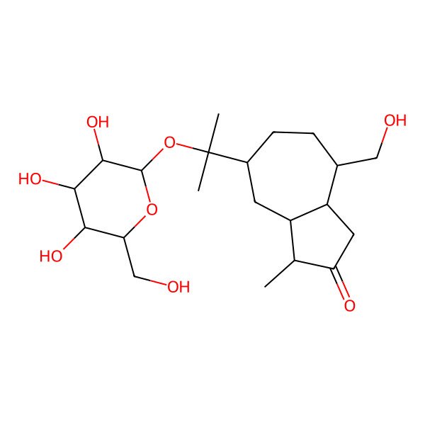 2D Structure of 4-(hydroxymethyl)-1-methyl-7-[2-[3,4,5-trihydroxy-6-(hydroxymethyl)oxan-2-yl]oxypropan-2-yl]-3,3a,4,5,6,7,8,8a-octahydro-1H-azulen-2-one