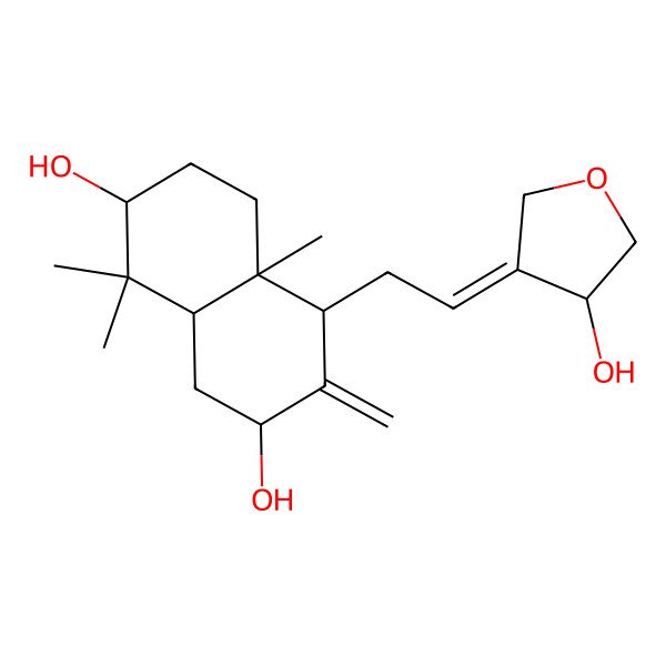 2D Structure of (2S,4R,4aS,7S,8aR)-4-[2-[(4R)-4-hydroxyoxolan-3-ylidene]ethyl]-4a,8,8-trimethyl-3-methylidene-2,4,5,6,7,8a-hexahydro-1H-naphthalene-2,7-diol