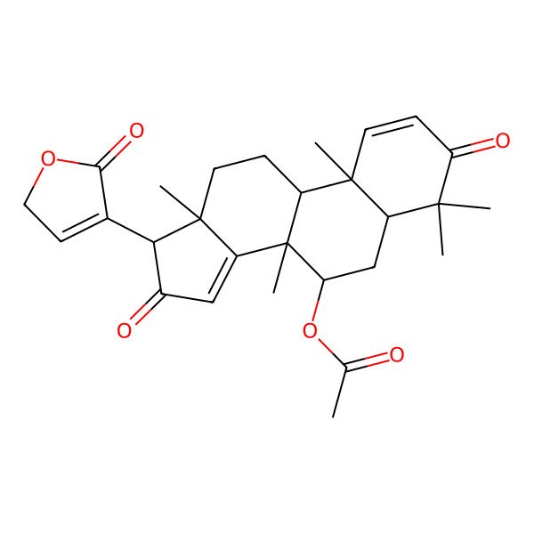 2D Structure of [(5S,7R,8R,9R,10R,13R,17R)-4,4,8,10,13-pentamethyl-3,16-dioxo-17-(5-oxo-2H-furan-4-yl)-6,7,9,11,12,17-hexahydro-5H-cyclopenta[a]phenanthren-7-yl] acetate