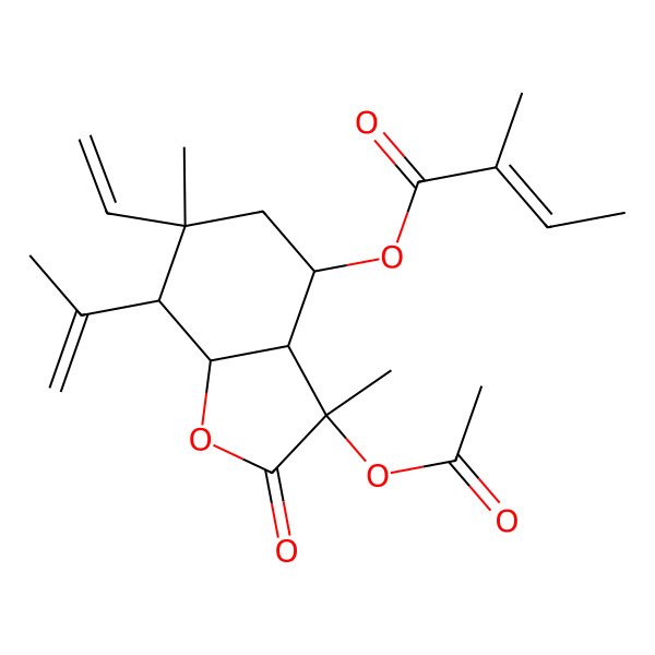 2D Structure of [(3S,3aR,4S,6R,7R,7aS)-3-acetyloxy-6-ethenyl-3,6-dimethyl-2-oxo-7-prop-1-en-2-yl-4,5,7,7a-tetrahydro-3aH-1-benzofuran-4-yl] (Z)-2-methylbut-2-enoate