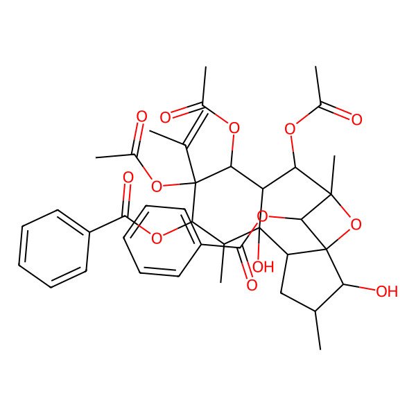 2D Structure of [(1R,2S,3S,5S,6R,7R,8S,9S,10R,11S,12S,13R,15R)-9,10,12-triacetyloxy-15-benzoyloxy-2,6-dihydroxy-3,7,13-trimethyl-9-prop-1-en-2-yl-14-oxatetracyclo[11.1.1.01,5.06,11]pentadecan-8-yl] benzoate