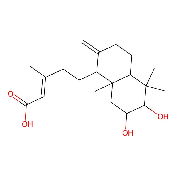 2D Structure of 5-(6,7-dihydroxy-5,5,8a-trimethyl-2-methylidene-3,4,4a,6,7,8-hexahydro-1H-naphthalen-1-yl)-3-methylpent-2-enoic acid