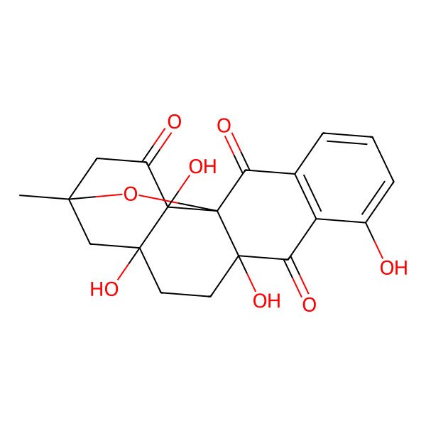 2D Structure of 7,10,13,18-Tetrahydroxy-15-methyl-19-oxapentacyclo[13.3.1.01,10.03,8.013,18]nonadeca-3(8),4,6-triene-2,9,17-trione