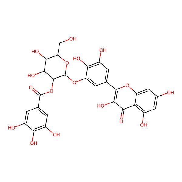2D Structure of [2-[2,3-Dihydroxy-5-(3,5,7-trihydroxy-4-oxochromen-2-yl)phenoxy]-4,5-dihydroxy-6-(hydroxymethyl)oxan-3-yl] 3,4,5-trihydroxybenzoate