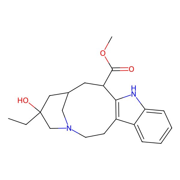 2D Structure of methyl (13R,15R,17S)-17-ethyl-17-hydroxy-1,11-diazatetracyclo[13.3.1.04,12.05,10]nonadeca-4(12),5,7,9-tetraene-13-carboxylate
