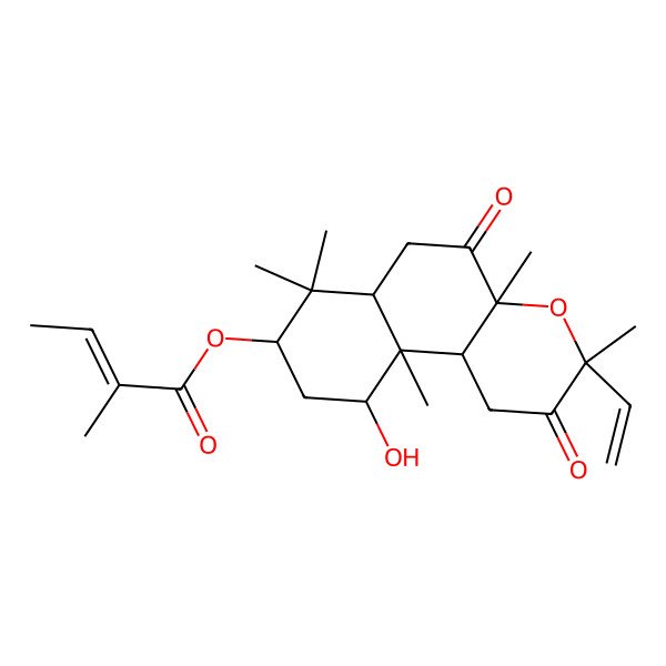 2D Structure of [(3R,4aR,6aR,8S,10R,10aR,10bS)-3-ethenyl-10-hydroxy-3,4a,7,7,10a-pentamethyl-2,5-dioxo-6,6a,8,9,10,10b-hexahydro-1H-benzo[f]chromen-8-yl] (Z)-2-methylbut-2-enoate