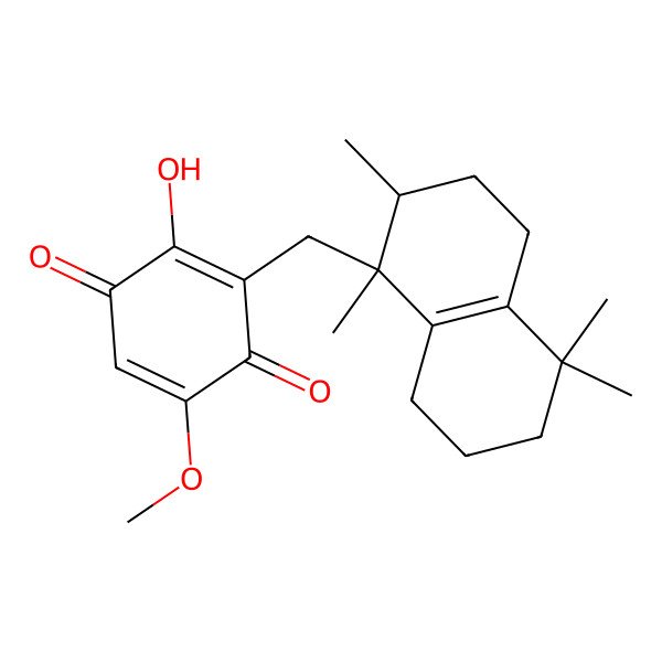 2D Structure of 2-Hydroxy-5-methoxy-3-[(1,2,5,5-tetramethyl-2,3,4,6,7,8-hexahydronaphthalen-1-yl)methyl]cyclohexa-2,5-diene-1,4-dione
