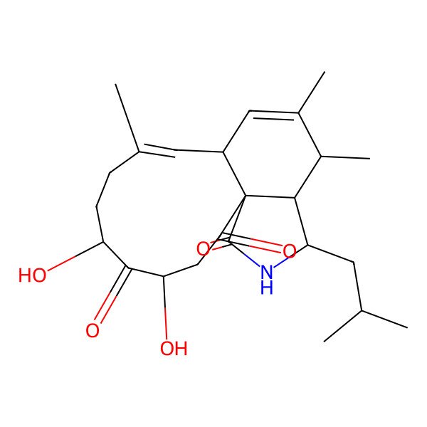2D Structure of NCGC00380405-01_C24H35NO5_1H-Cycloundec[d]isoindole-1,12,15-trione, 2,3,3a,4,6a,9,10,11,13,14-decahydro-11,13-dihydroxy-4,5,8-trimethyl-3-(2-methylpropyl)-, (7E)-