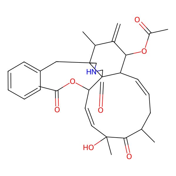 2D Structure of [(1R,2S,3E,5R,7S,9E,11R,12S,14S,15R,16S)-12-acetyloxy-16-benzyl-5-hydroxy-5,7,14-trimethyl-13-methylidene-6,18-dioxo-17-azatricyclo[9.7.0.01,15]octadeca-3,9-dien-2-yl] acetate