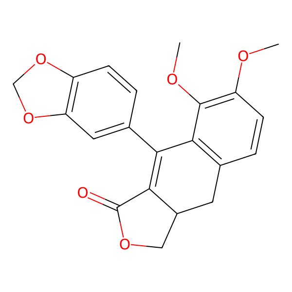 2D Structure of (9aR)-4-(1,3-benzodioxol-5-yl)-5,6-dimethoxy-9,9a-dihydro-1H-benzo[f][2]benzofuran-3-one