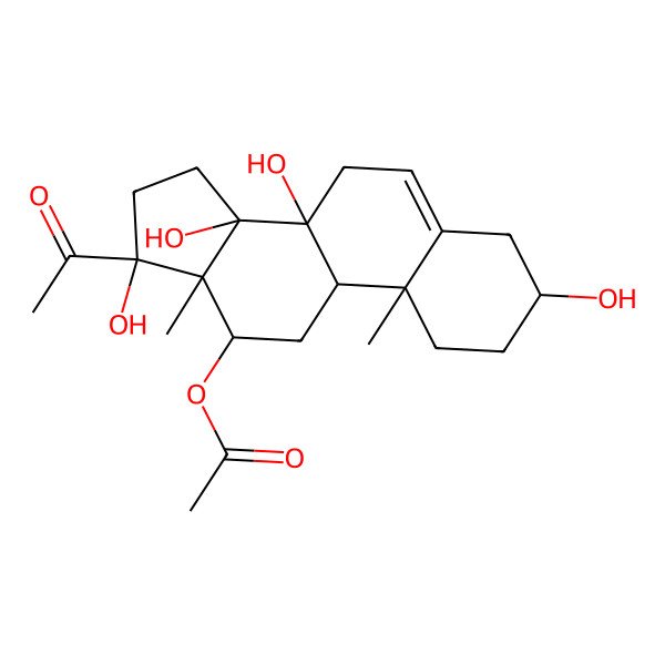 2D Structure of [(3R,8S,9S,10R,12S,13R,14R,17S)-17-acetyl-3,8,14,17-tetrahydroxy-10,13-dimethyl-1,2,3,4,7,9,11,12,15,16-decahydrocyclopenta[a]phenanthren-12-yl] acetate