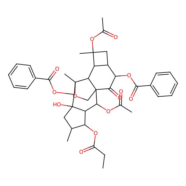 2D Structure of [(1R,2S,3S,4R,5R,7S,8S,9S,10S,11R,12R,14S,15S)-2,12-diacetyloxy-8-benzoyloxy-7-hydroxy-5,9,12-trimethyl-16-oxo-4-propanoyloxy-18-oxapentacyclo[7.7.2.01,10.03,7.011,14]octadecan-15-yl] benzoate