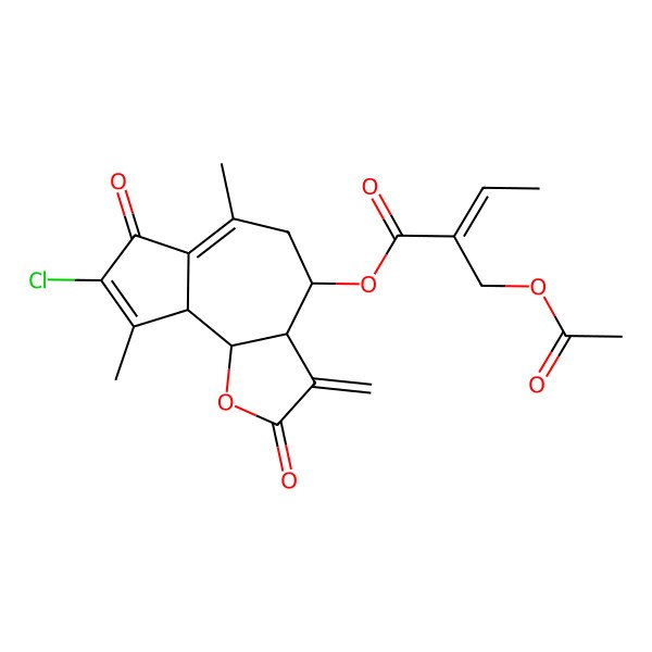 2D Structure of (8-chloro-6,9-dimethyl-3-methylidene-2,7-dioxo-4,5,9a,9b-tetrahydro-3aH-azuleno[4,5-b]furan-4-yl) 2-(acetyloxymethyl)but-2-enoate