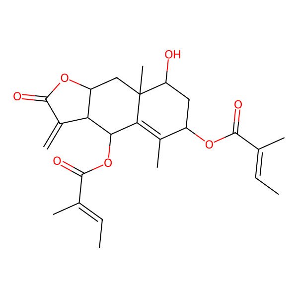 2D Structure of [8-hydroxy-5,8a-dimethyl-4-(2-methylbut-2-enoyloxy)-3-methylidene-2-oxo-4,6,7,8,9,9a-hexahydro-3aH-benzo[f][1]benzofuran-6-yl] 2-methylbut-2-enoate
