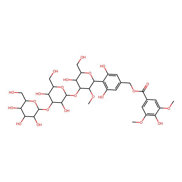 2D Structure of [4-[4-[3,5-Dihydroxy-6-(hydroxymethyl)-4-[3,4,5-trihydroxy-6-(hydroxymethyl)oxan-2-yl]oxyoxan-2-yl]oxy-5-hydroxy-6-(hydroxymethyl)-3-methoxyoxan-2-yl]-3,5-dihydroxyphenyl]methyl 4-hydroxy-3,5-dimethoxybenzoate