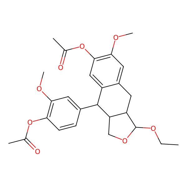2D Structure of [4-[(1S,3aR,4S,9aS)-6-acetyloxy-1-ethoxy-7-methoxy-1,3,3a,4,9,9a-hexahydrobenzo[f][2]benzofuran-4-yl]-2-methoxyphenyl] acetate