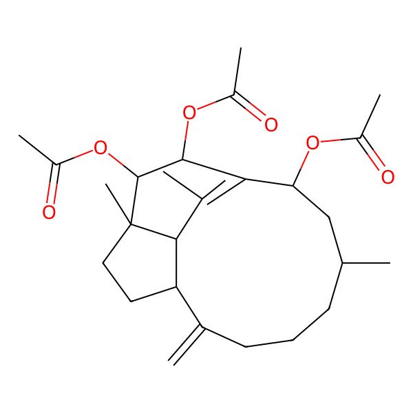 2D Structure of [(1R,6S,8S,10R,11R,12S,15S)-10,11-diacetyloxy-6,12,16-trimethyl-2-methylidene-8-tricyclo[7.5.2.012,15]hexadec-9(16)-enyl] acetate