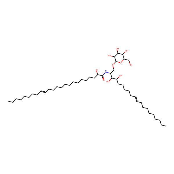 2D Structure of N-[3,4-dihydroxy-1-[3,4,5-trihydroxy-6-(hydroxymethyl)oxan-2-yl]oxyicos-10-en-2-yl]-2-hydroxytetracos-15-enamide