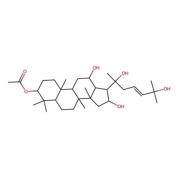 2D Structure of [17-(2,6-dihydroxy-6-methylhept-4-en-2-yl)-12,16-dihydroxy-4,4,8,10,14-pentamethyl-2,3,5,6,7,9,11,12,13,15,16,17-dodecahydro-1H-cyclopenta[a]phenanthren-3-yl] acetate