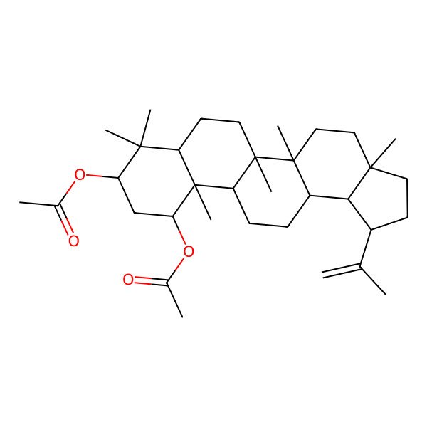 2D Structure of (11-Acetyloxy-3a,5a,5b,8,8,11a-hexamethyl-1-prop-1-en-2-yl-1,2,3,4,5,6,7,7a,9,10,11,11b,12,13,13a,13b-hexadecahydrocyclopenta[a]chrysen-9-yl) acetate