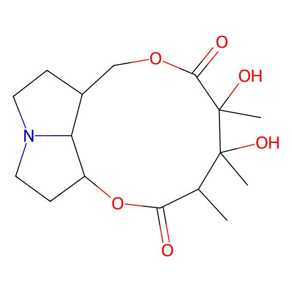 2D Structure of (1R,4S,5R,6S,10R,16R)-5,6-dihydroxy-4,5,6-trimethyl-2,8-dioxa-13-azatricyclo[8.5.1.013,16]hexadecane-3,7-dione