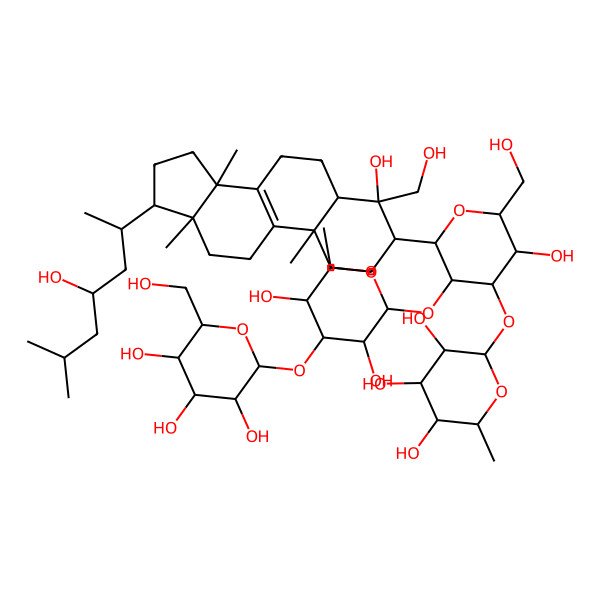 2D Structure of (2S,3R,4R,5R,6S)-2-[(2S,3S,4S,5R,6R)-3-[(2S,3R,4R,5S,6S)-3,5-dihydroxy-6-methyl-4-[(2S,3R,4S,5S,6R)-3,4,5-trihydroxy-6-(hydroxymethyl)oxan-2-yl]oxyoxan-2-yl]oxy-5-hydroxy-2-[(3R,4S,5R,10S,13R,14R,17R)-4-hydroxy-4-(hydroxymethyl)-17-[(2R,4S)-4-hydroxy-6-methylheptan-2-yl]-10,13,14-trimethyl-2,3,5,6,7,11,12,15,16,17-decahydro-1H-cyclopenta[a]phenanthren-3-yl]-6-(hydroxymethyl)oxan-4-yl]oxy-6-methyloxane-3,4,5-triol