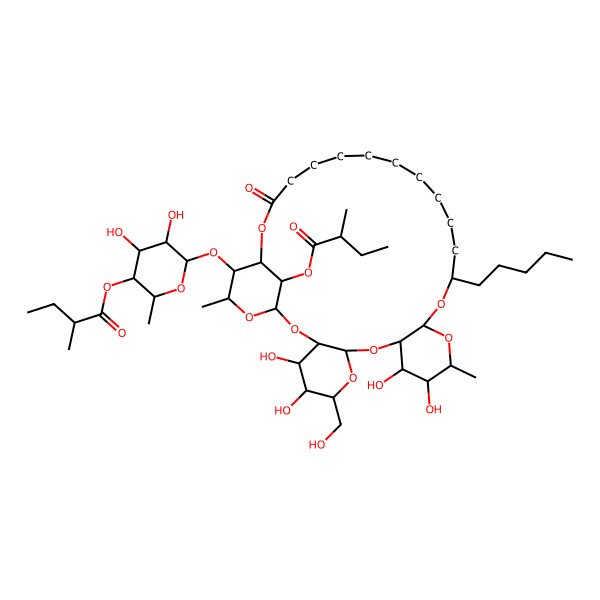 2D Structure of [4,5-Dihydroxy-2-methyl-6-[[4,5,11,12-tetrahydroxy-6-(hydroxymethyl)-13,31-dimethyl-33-(2-methylbutanoyloxy)-27-oxo-17-pentyl-2,7,9,14,16,28,32-heptaoxatetracyclo[27.3.1.03,8.010,15]tritriacontan-30-yl]oxy]oxan-3-yl] 2-methylbutanoate