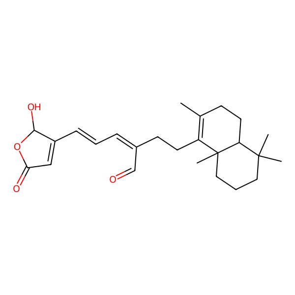 2D Structure of (2E,4E)-2-[2-[(4aS,8aS)-2,5,5,8a-tetramethyl-3,4,4a,6,7,8-hexahydronaphthalen-1-yl]ethyl]-5-[(2R)-2-hydroxy-5-oxo-2H-furan-3-yl]penta-2,4-dienal