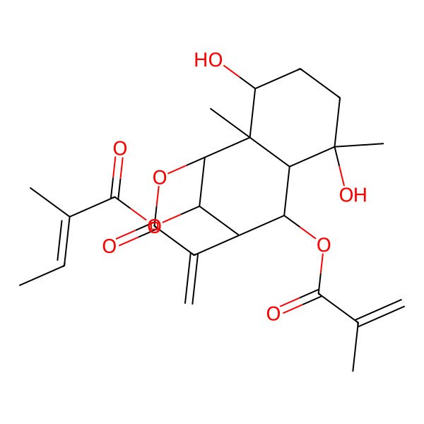 2D Structure of [3,6-Dihydroxy-2,6-dimethyl-10-methylidene-8-(2-methylprop-2-enoyloxy)-11-oxo-12-oxatricyclo[7.3.1.02,7]tridecan-13-yl] 2-methylbut-2-enoate