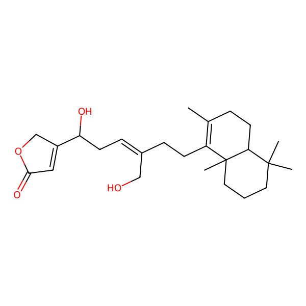 2D Structure of 3-[6-(2,5,5,8a-tetramethyl-3,4,4a,6,7,8-hexahydronaphthalen-1-yl)-1-hydroxy-4-(hydroxymethyl)hex-3-enyl]-2H-furan-5-one