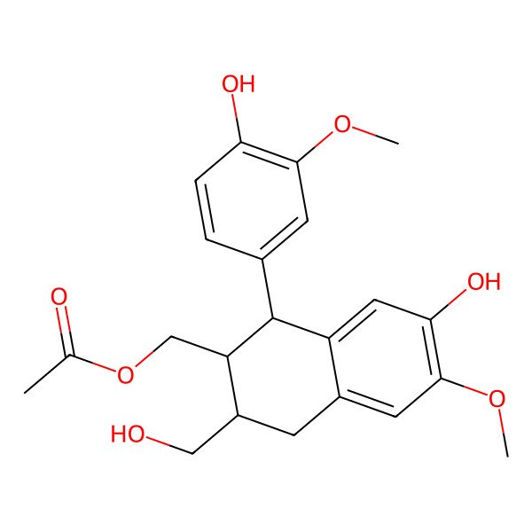 2D Structure of [7-Hydroxy-1-(4-hydroxy-3-methoxyphenyl)-3-(hydroxymethyl)-6-methoxy-1,2,3,4-tetrahydronaphthalen-2-yl]methyl acetate