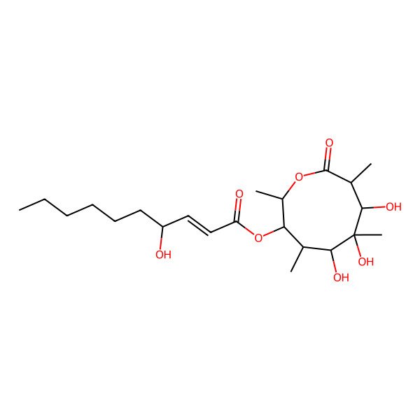 2D Structure of [(2S,3R,4S,5S,6R,7R,8R)-5,6,7-trihydroxy-2,4,6,8-tetramethyl-9-oxooxonan-3-yl] (4R)-4-hydroxydec-2-enoate