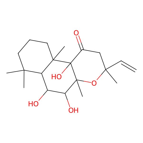 2D Structure of 3-ethenyl-5,6,10b-trihydroxy-3,4a,7,7,10a-pentamethyl-5,6,6a,8,9,10-hexahydro-2H-benzo[f]chromen-1-one