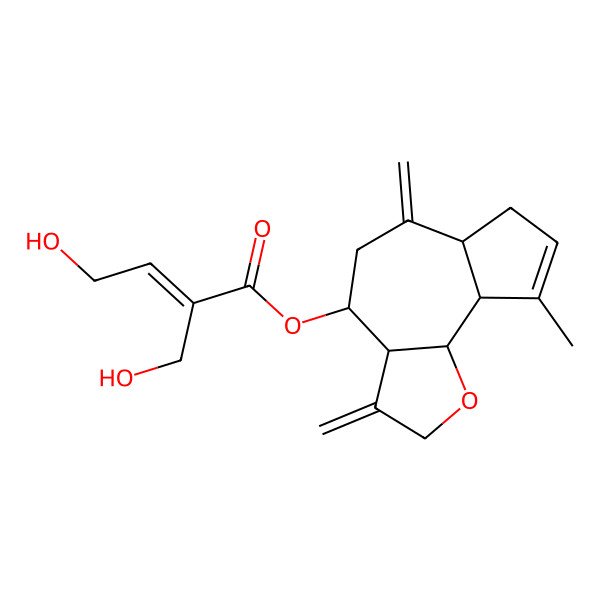 2D Structure of [(3aS,4S,6aS,9aS,9bS)-9-methyl-3,6-dimethylidene-4,5,6a,7,9a,9b-hexahydro-3aH-azuleno[4,5-b]furan-4-yl] (E)-4-hydroxy-2-(hydroxymethyl)but-2-enoate