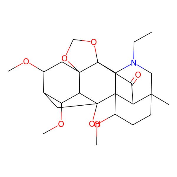 2D Structure of (1R,2S,3S,4S,5R,6S,8R,12R,13S,16R,19S,20R)-14-ethyl-2-hydroxy-4,6,19-trimethoxy-16-methyl-9,11-dioxa-14-azaheptacyclo[10.7.2.12,5.01,13.03,8.08,12.016,20]docosan-21-one