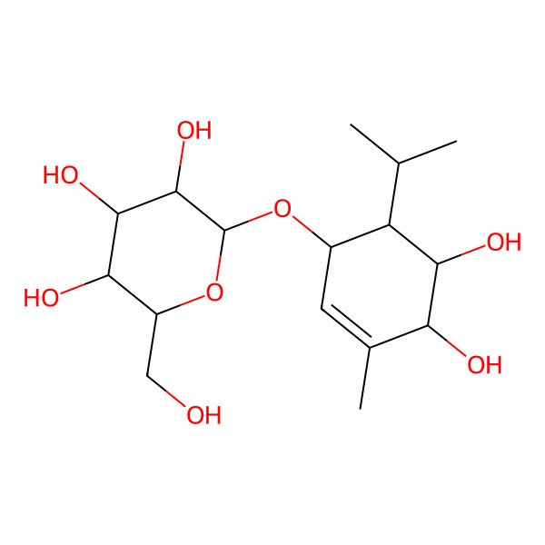 2D Structure of (2R,3R,4S,5S,6R)-2-[(1R,4S,5R,6R)-4,5-dihydroxy-3-methyl-6-propan-2-ylcyclohex-2-en-1-yl]oxy-6-(hydroxymethyl)oxane-3,4,5-triol